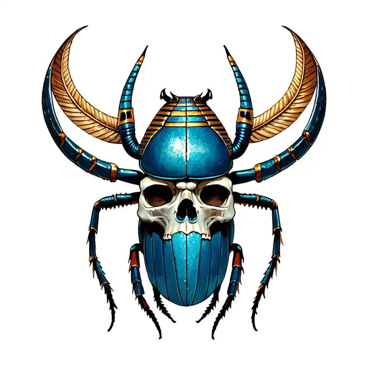 Egyptian Scarab And Skull