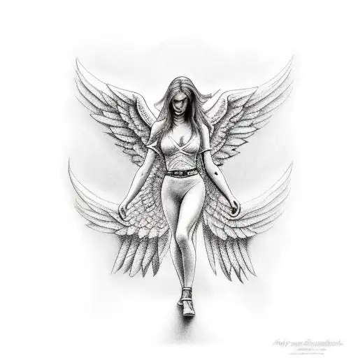 Female Angel Carrying Man