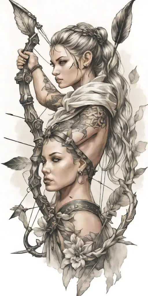 Young Adorable Chyanne Woman Full Body With Bow And Arrow