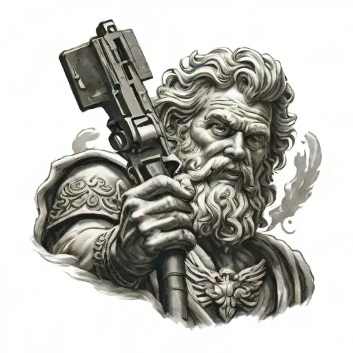 Zeus Holding Gun