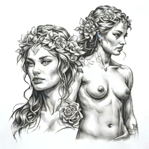 Nude Female Goddess Portrait