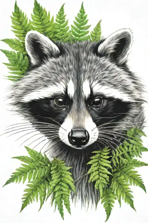 Raccoon In The Wild Ferns