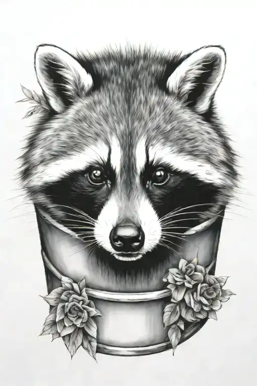 Raccoon Garbage Trash Can