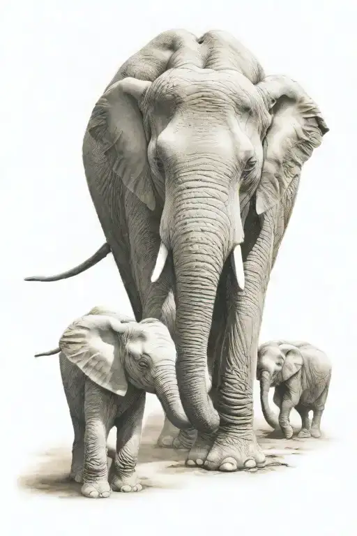 Mom And Baby Elephant Walking