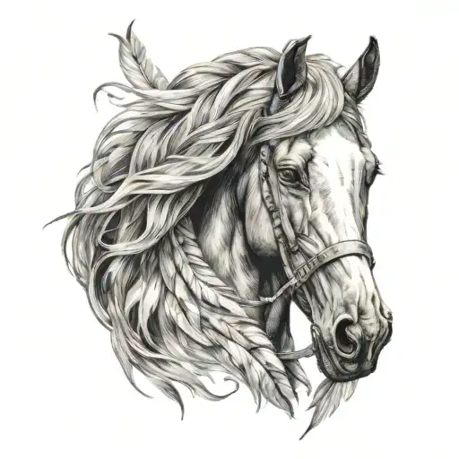 Horse With Feather In Mane