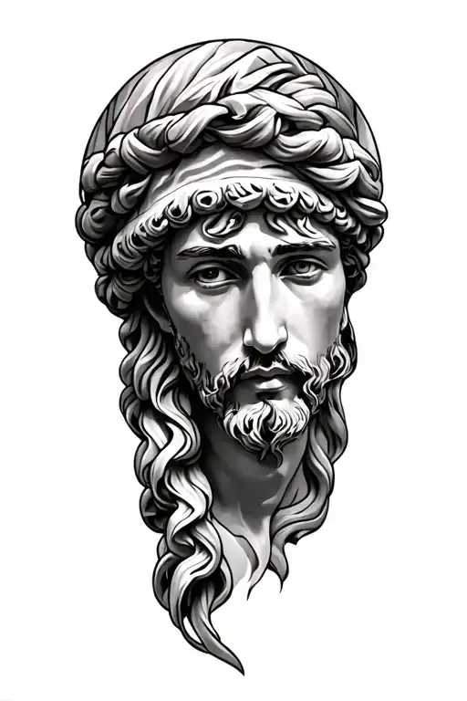 Greek Theme Leg Sleeve Tattoo Design