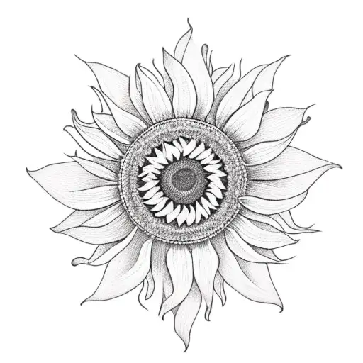 Sunflower With Compass In The Middle