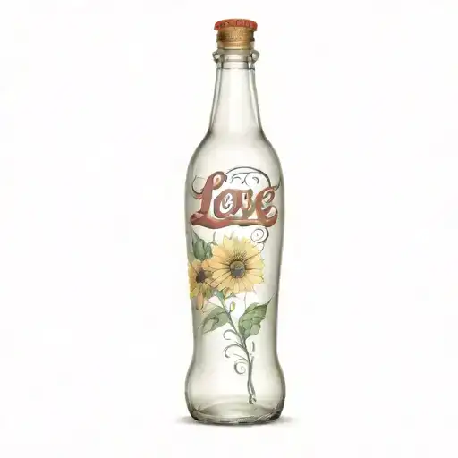 Glass Coke Bottle Shaped By The Writing That's Says Love Mom With Sunflowers Coming Out The Top