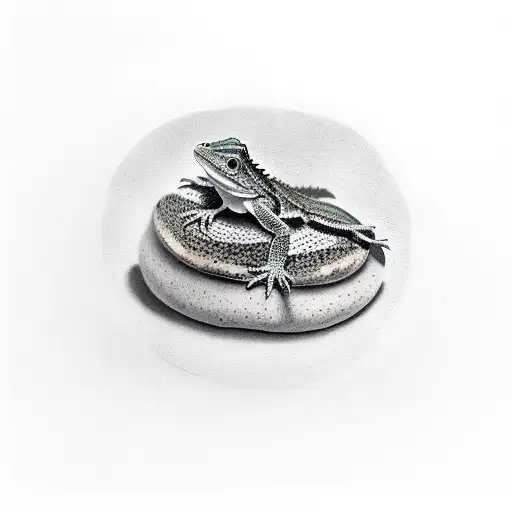 Baby Bearded Dragon Sitting On A Bagel