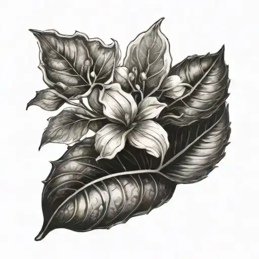 Flower With Leaves Growing