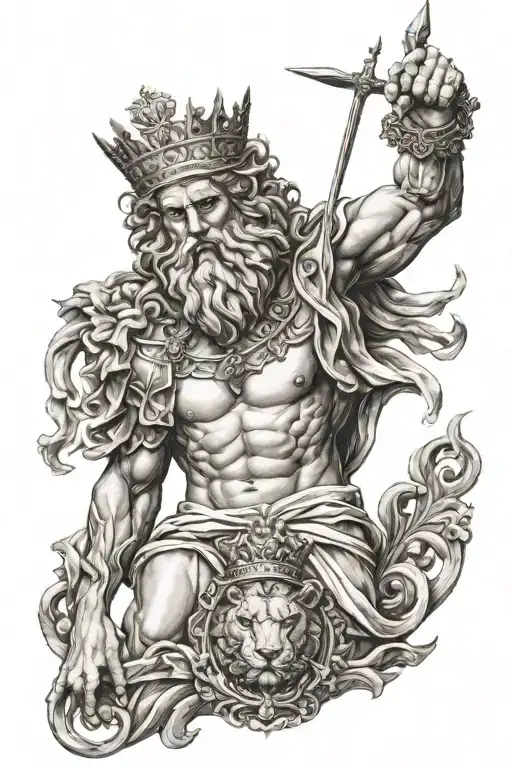 Greek God With Lion Wearing A Crown