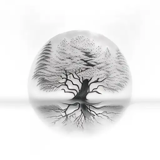 Tree Reflected In Pond