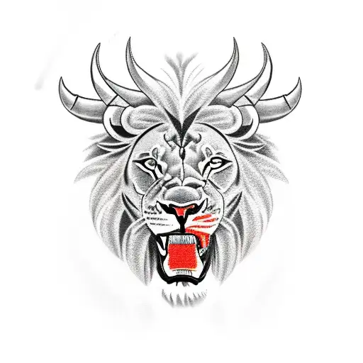 Left Side Lion And Right Side Bull