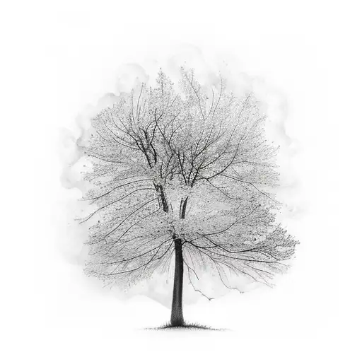 Tree In Flames Reflected In Pond