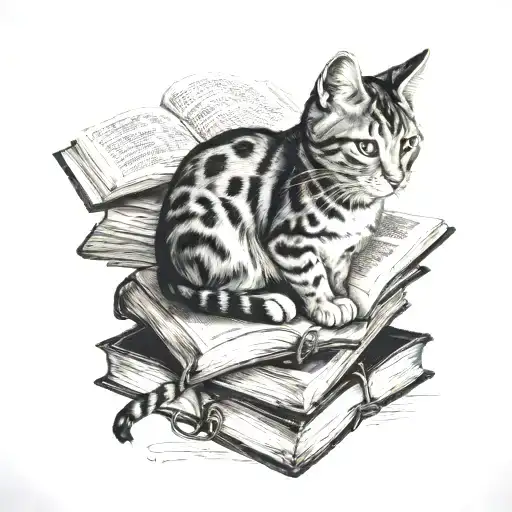 Cat And 5 Open Books