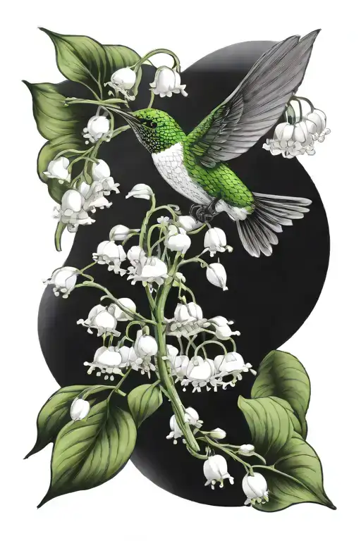 Lily Of The Valley And Hummingbird