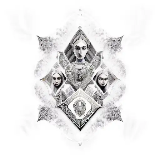 3 Sisters Of Fate All Different Ages With Sultan Suleiman Insignia In The Middle