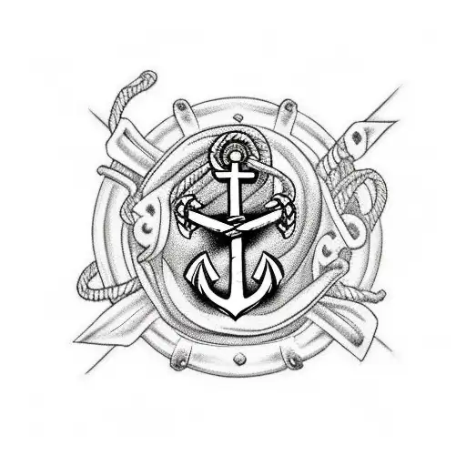 Anchor With Tudor Rose And Crossed Cannons