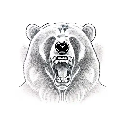 Aggressive Bear Growling Showing Teeth Side On