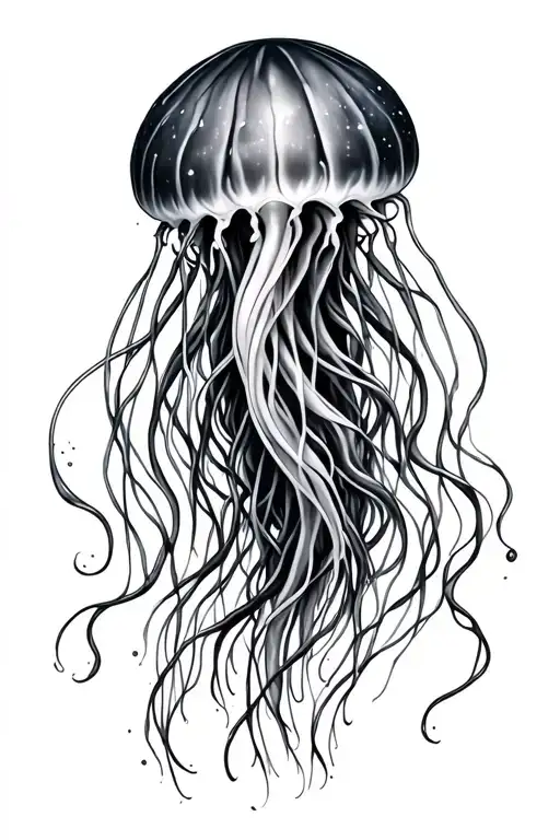 Multiple Jellyfish Arm Sleeve Tattoo Black And White Drawing