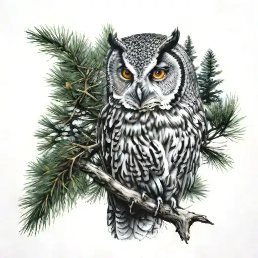 Owl In Pines