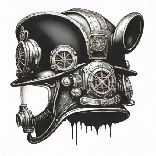 Incorporate A Navy Diver Helmet And Firefighter Helmet Overlapping