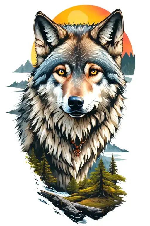 Wolf And Woods And Mountains