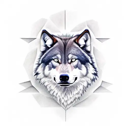 Realistic Angry Dark Timber Wolf With Moon On Forehead