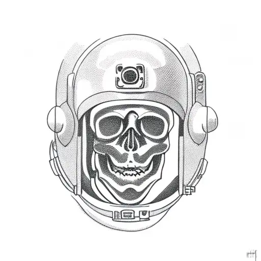 Astronaut With Skull In Helmet