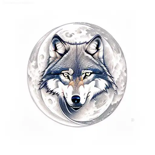 Wolf And Moon