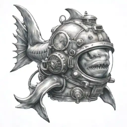 Shark Swimming Gracefully Diving Helmet With Tentacles