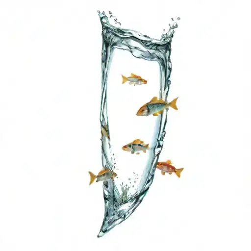 Underwater Scene With Fish Swimming Upstream