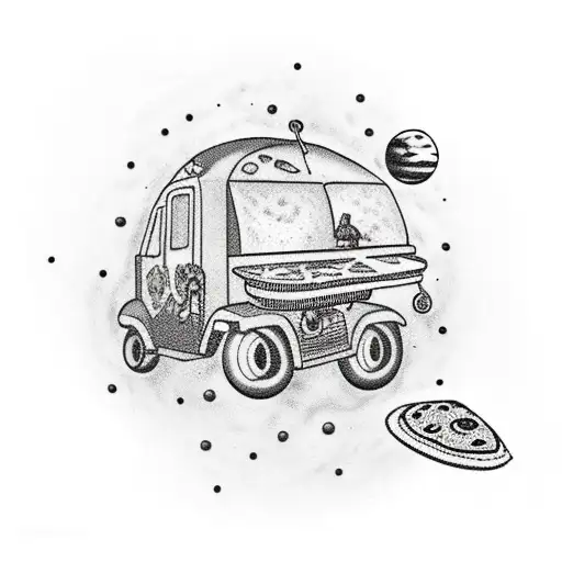 Pizza Planet Truck Floating Through Space
