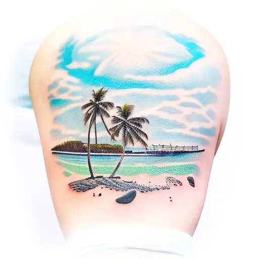 Arm Band With Beach And Palm Trees