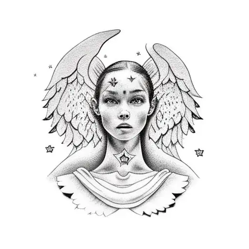 Angel Inform Of A Girl Sitting On Moon