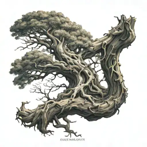 Oroborus Surrounding A Dead Tree Growing