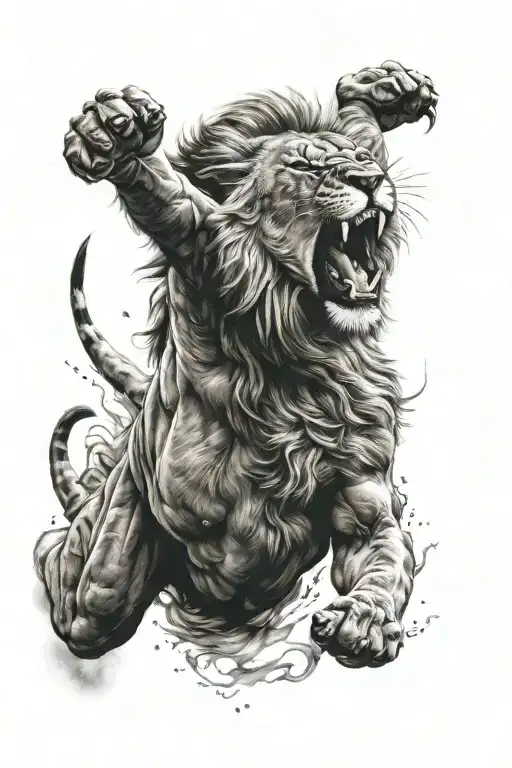 Lion Roaring Football Player