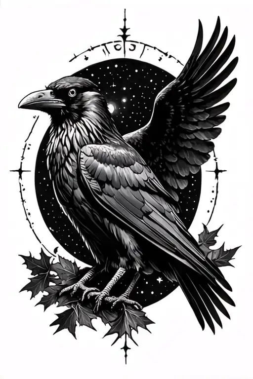 Raven With A Starry Night Behind It