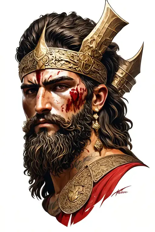 Greek God Ares God Of War With Acropolis