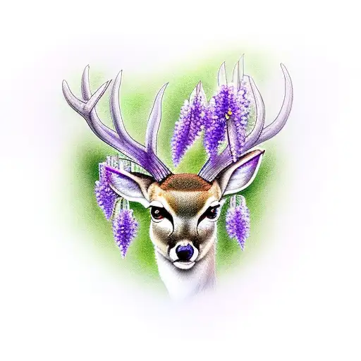 Wisteria And A Deer