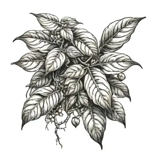 A Coffee Plant Intertwined With A Hiking Trail