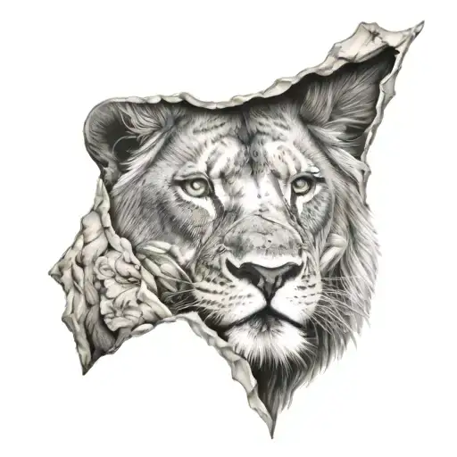 Lion Qui Tiens Un Parchemin Dans La Bouche