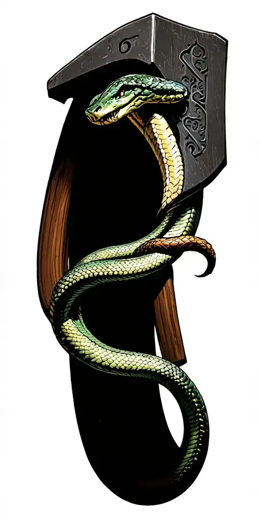 Snake Around The Hammer Of Thor