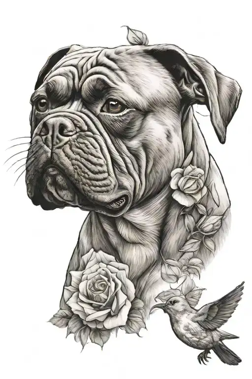 Xl American Bully With A Rose With A Dove Flying