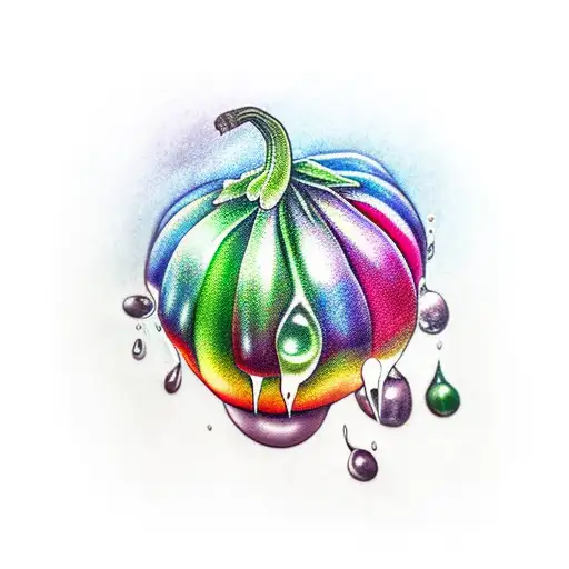 Rainbow Eggplant With Drops From It
