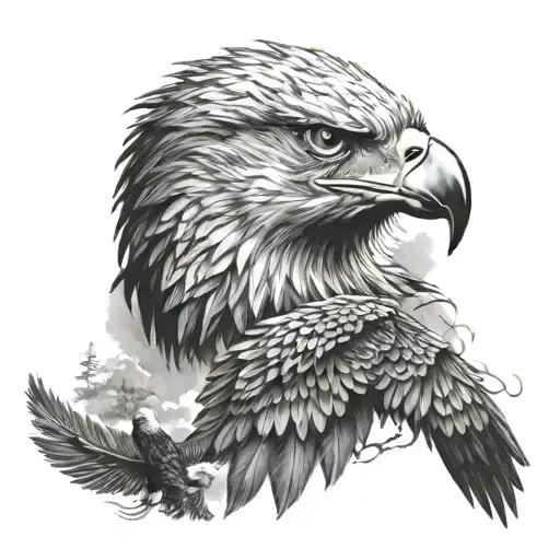 Eagle With Wolf And Nature