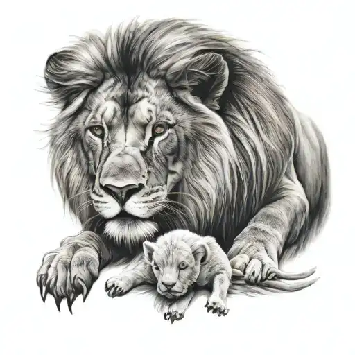 Angry Lion Guarding A Happy Lamb