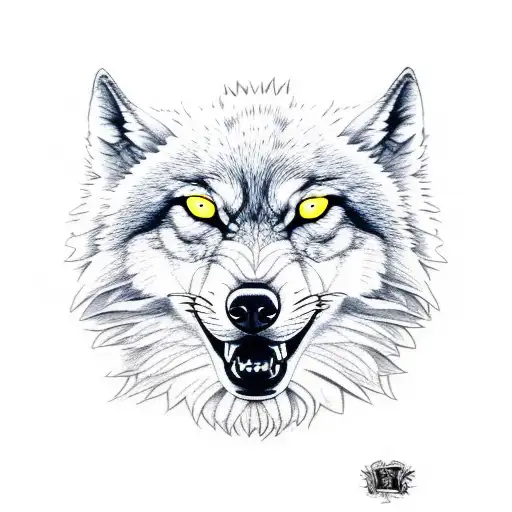 Angry Wolf With Yellow Eyes