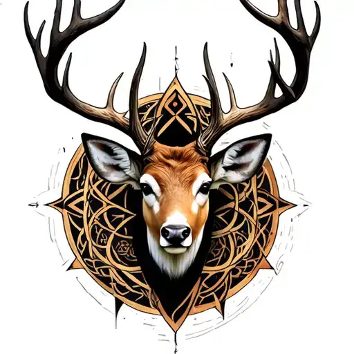 Deer Pagan Symbols Intertwined