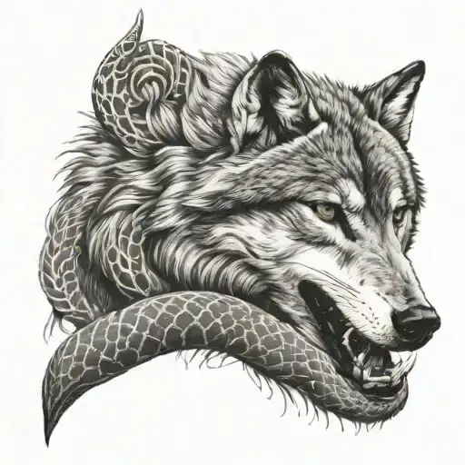 Wolf And Black Mamba Snake